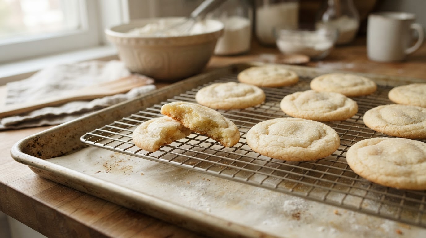 Editorial illustration for drop sugar cookie recipe.