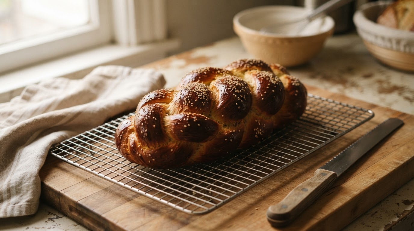 Editorial illustration for challah recipe.